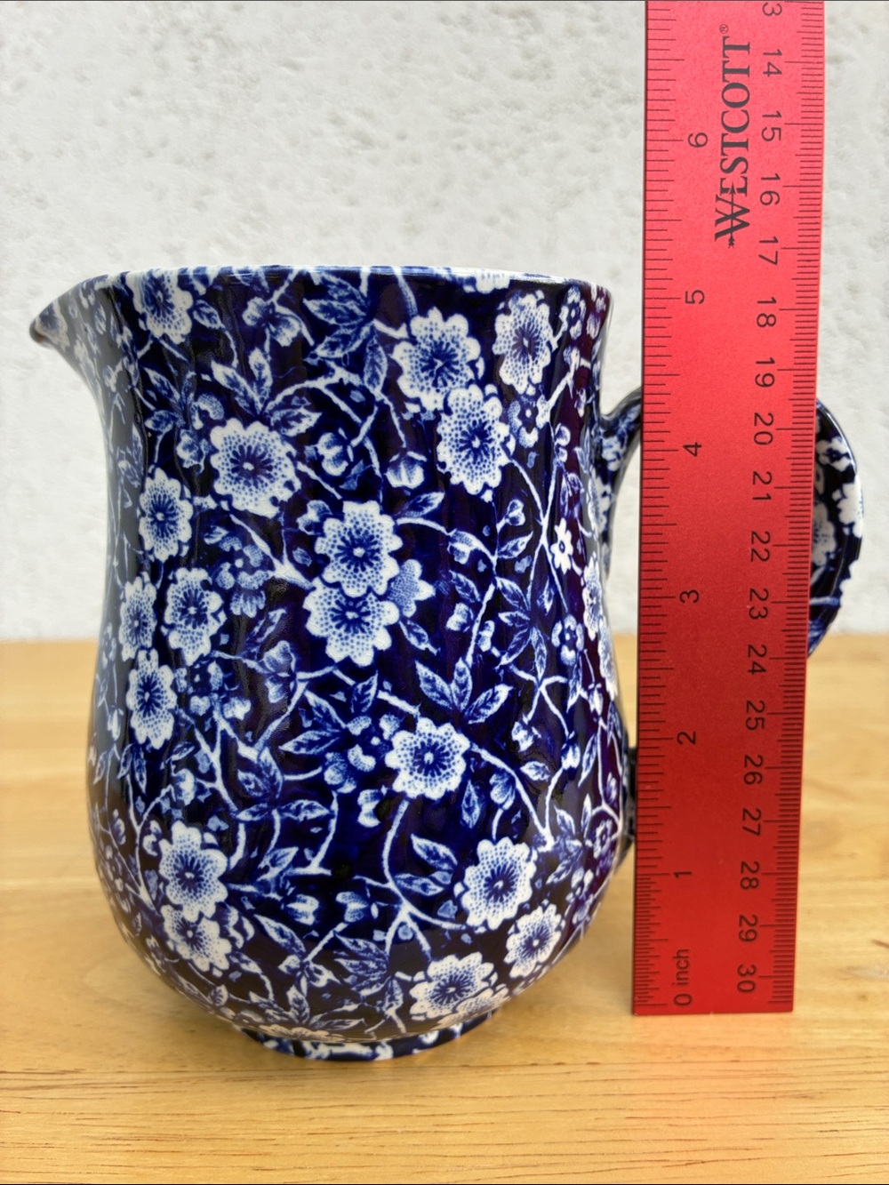 Royal Crownford Staffordshire Calico Creamer blue floral Vintage crazed - Picture 9 of 10